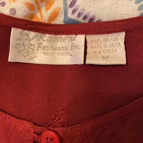 Vintage • Maroon Embroidered Peasant Top - Picture 7 of 12